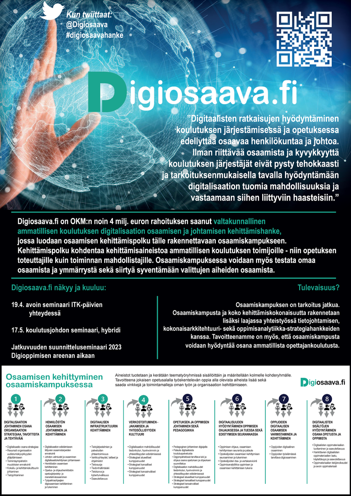 Digiosaava.fi edistää ammatillisen koulutuksen digitalisaation osaamista ja johtamista
